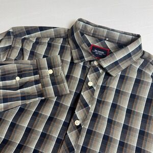 Six‎ Lincoln Mens Plaid Button Up Shirt XL NWT Green Navy Cotton Casual